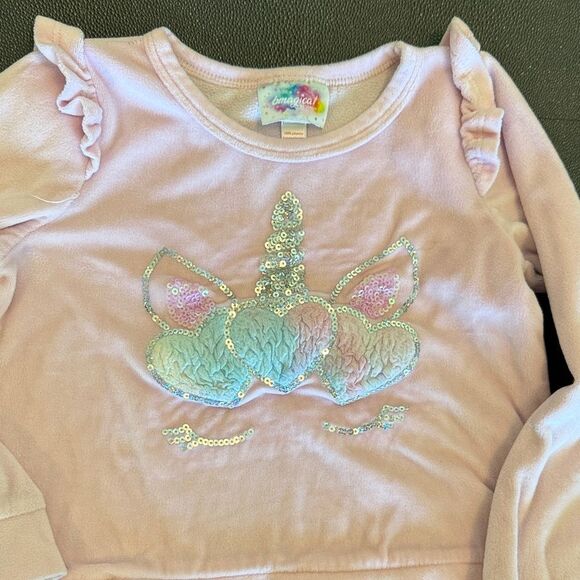 Bmagical by Btween Pink Unicorn Pajama Set with Rainbow Slippers size 6T - Picture 2 of 10